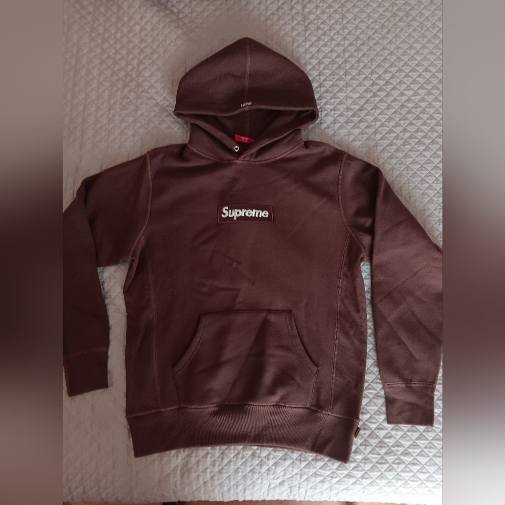 Supreme Box Logo 2021 Brown Hoodie